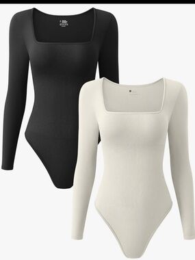 Not for sale OQQ Women's Ribbed Square Neck Long Sleeve Tops NEW XL & MED